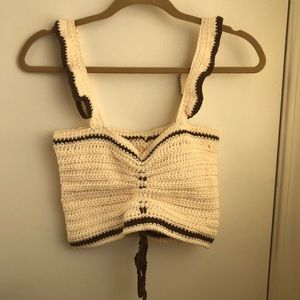 Ruffle Shoulder Cinch Top - Crocheted